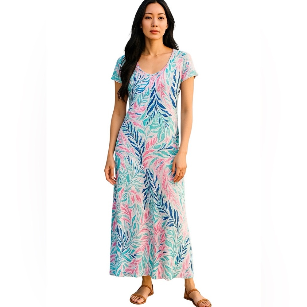 Lilly Pulitzer Wynne Short Sleeve Stretch Jersey Knit Maxi Dress Women’s Small